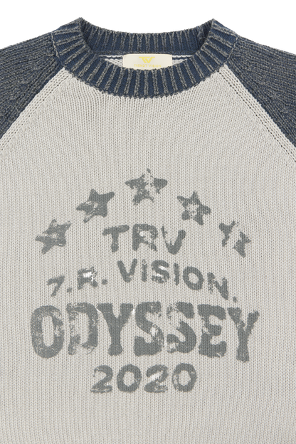 Raglan Knit Sweater Blue Grey