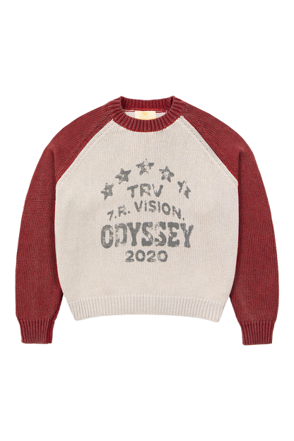 Raglan Knit Sweater Red