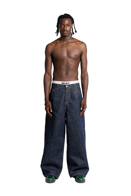 Raw Baggy Denim Jeans Blue