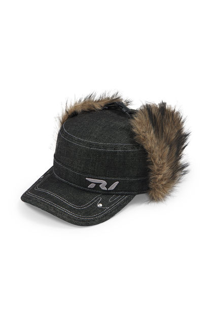 Raw Denim Fur Cap