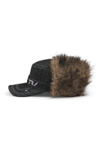 Raw Denim Fur Cap