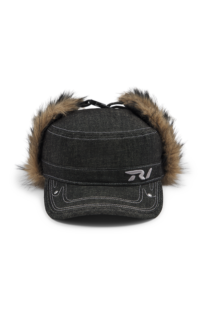 Raw Denim Fur Cap