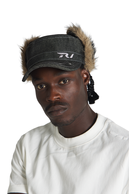 Raw Denim Fur Cap