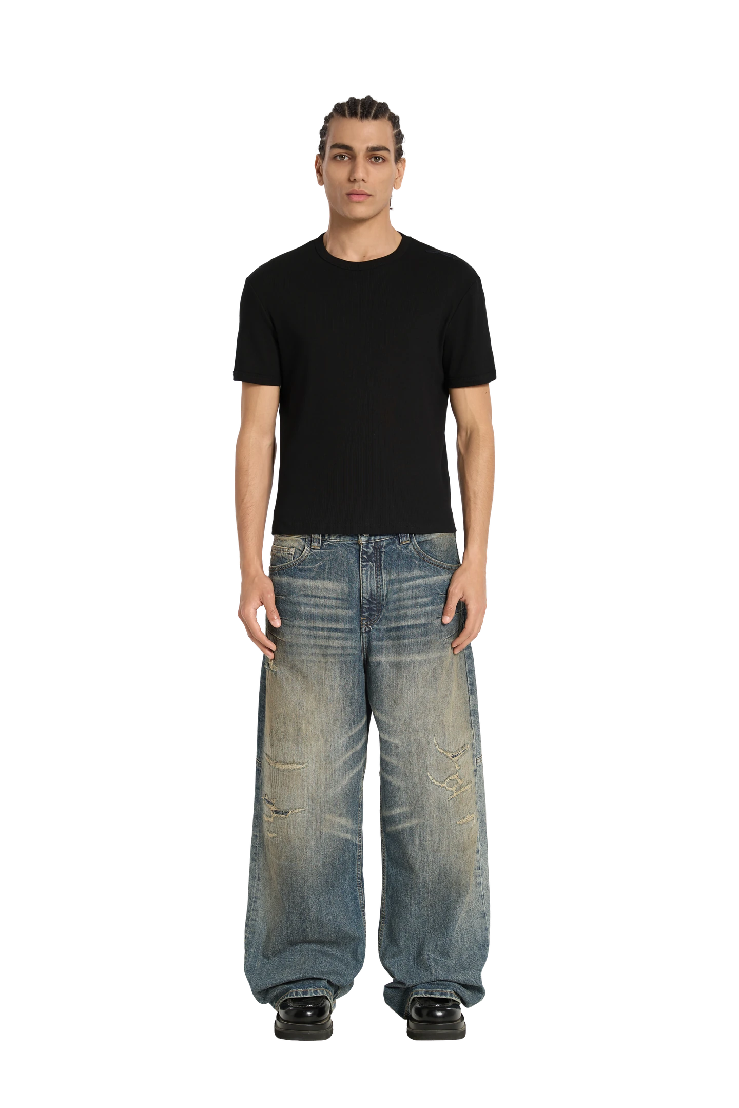Ribbed Slim Tee Black