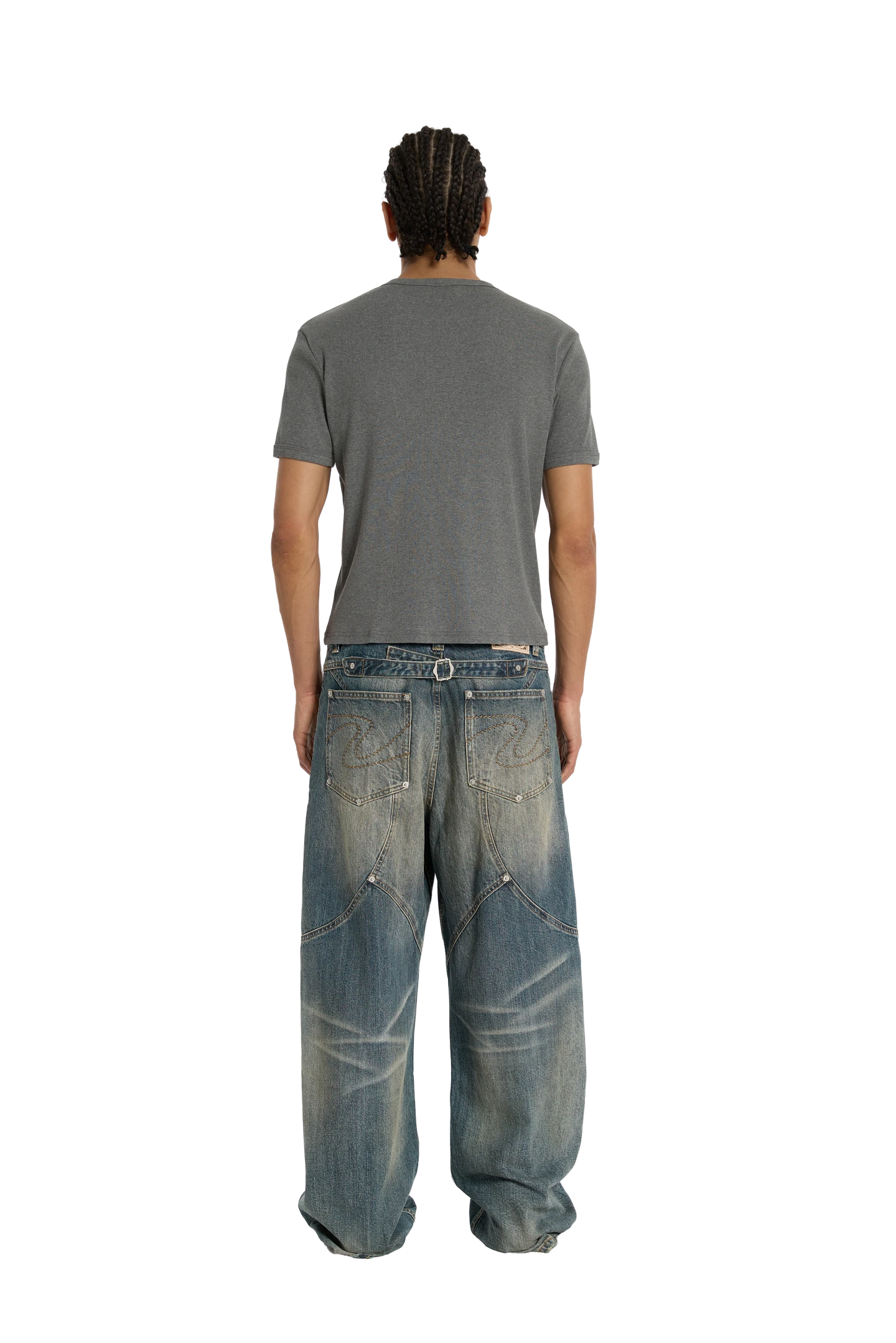 Ribbed Slim Tee Anthracite
