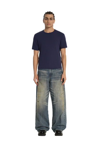 Ribbed Slim Tee Navy