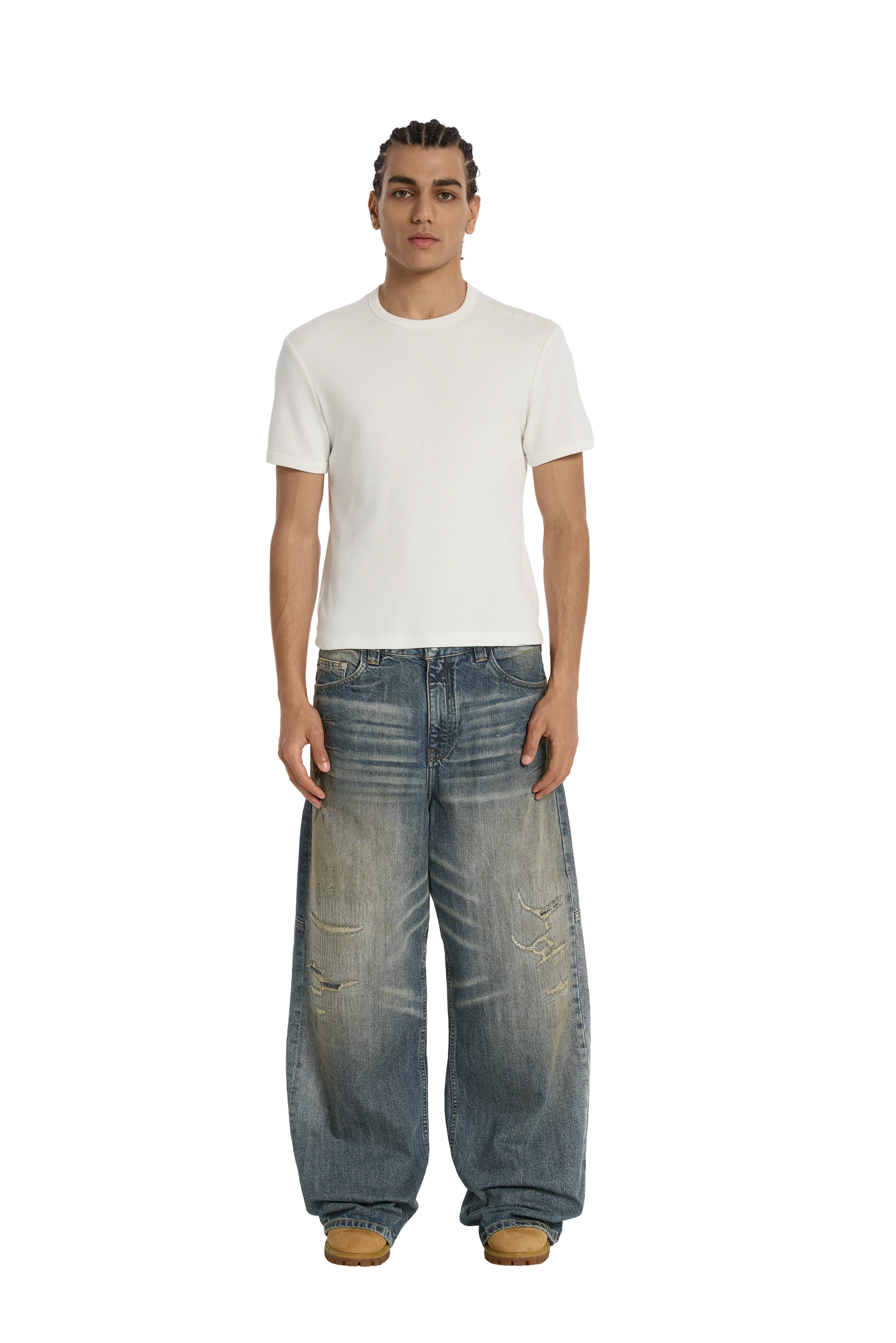 Ribbed Slim Tee White
