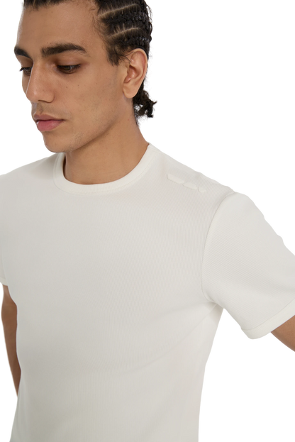 Ribbed Slim Tee White