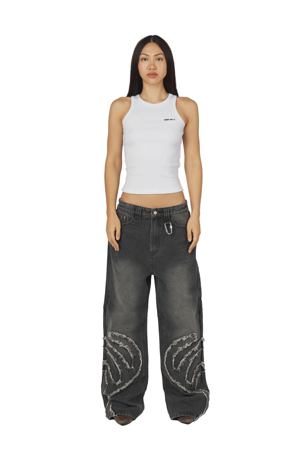 Ash Black Patched Denim Jeans