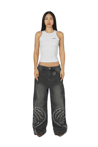 Ash Black Patched Denim Jeans