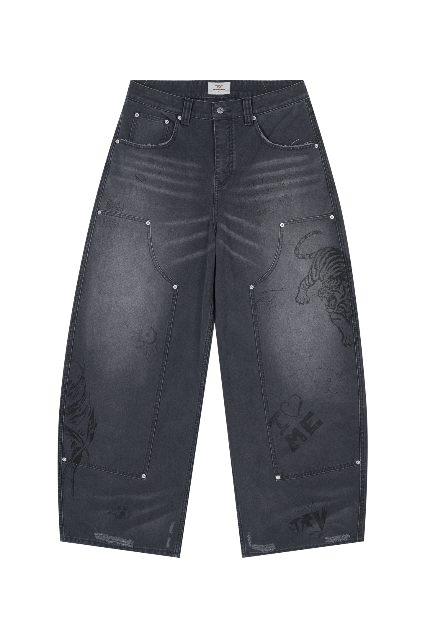 Scribbled Double Knee Pants – Trendt Vision