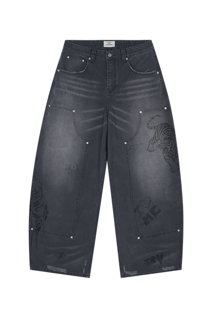 Scribbled Double Knee Pants