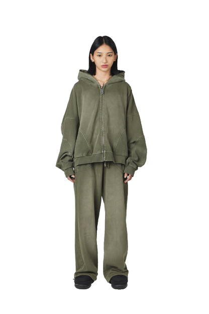 Burnt Olive Zip Hoodie