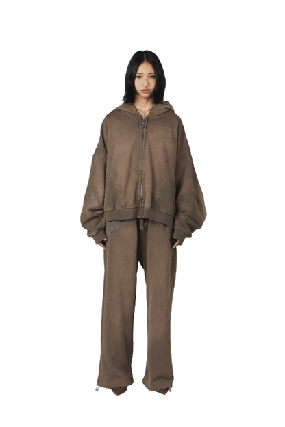 Mud Brown Zip Hoodie