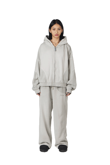Stone Grey Zip Hoodie