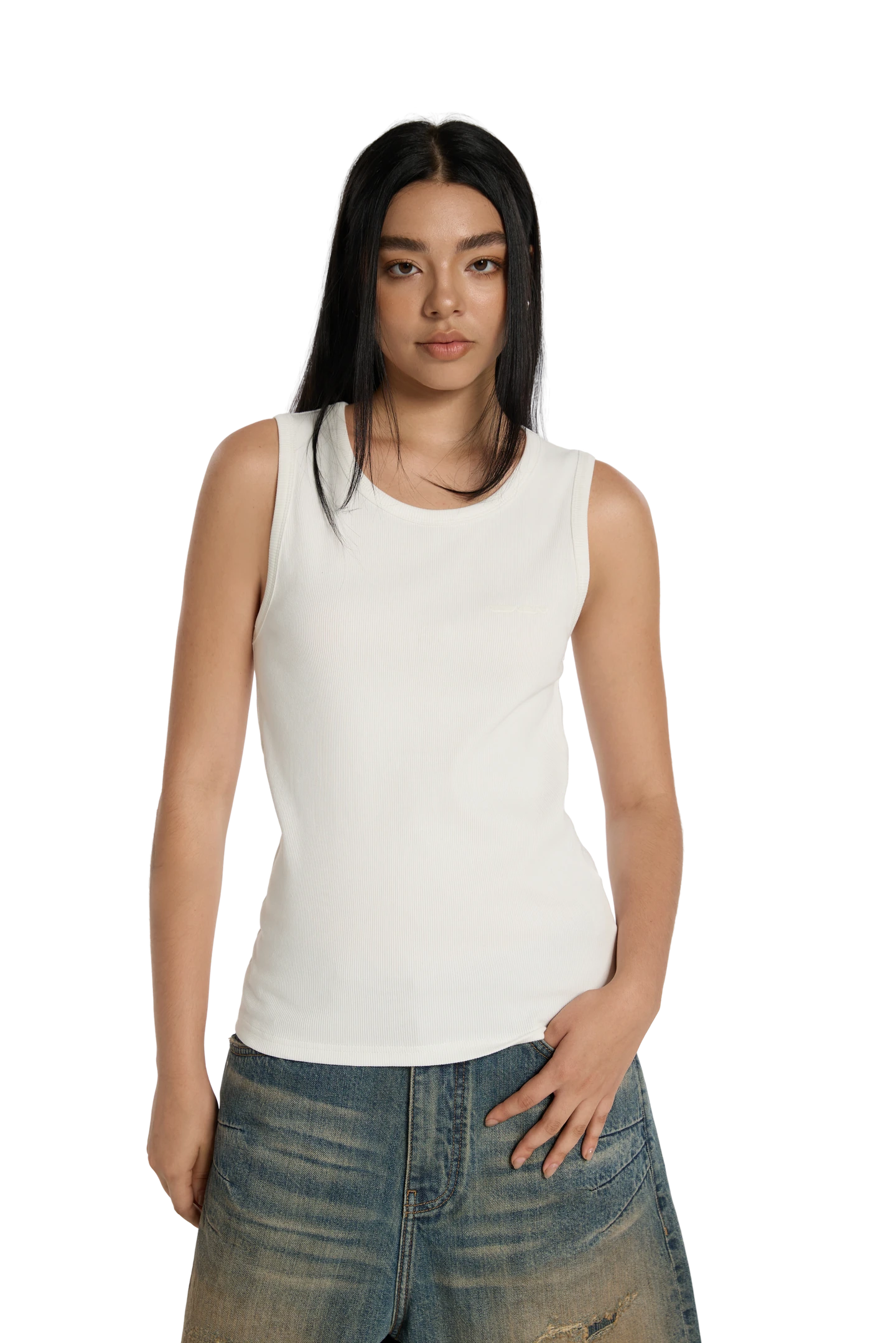 Ribbed Tank Top White