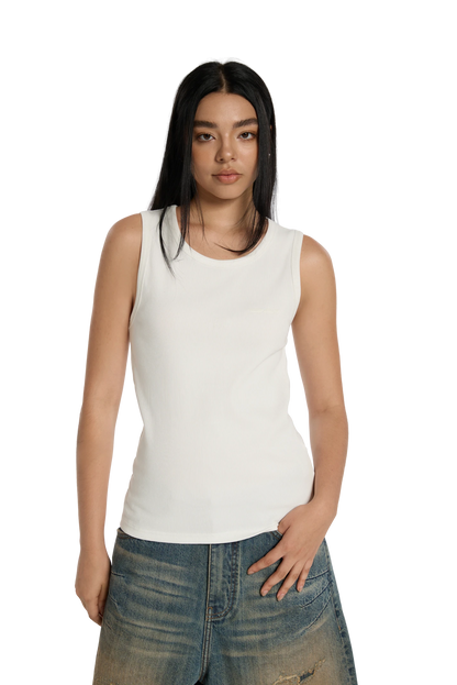 Ribbed Tank Top White