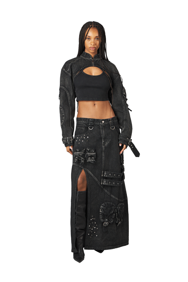 Black Cropped Denim Jacket