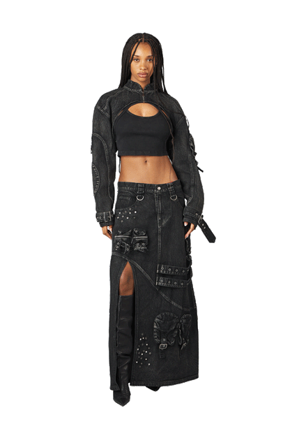 Black Cropped Denim Jacket