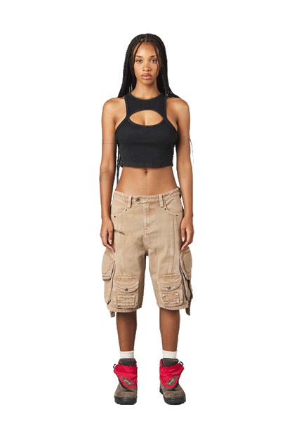 Black "Echoes" Crop Top