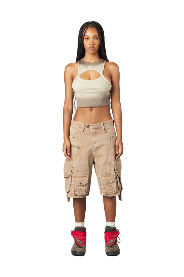 Vintage White "Echoes" Crop Top