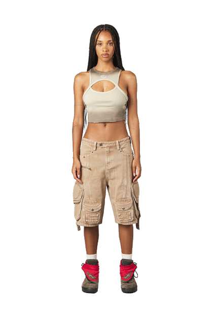 Vintage White "Echoes" Crop Top