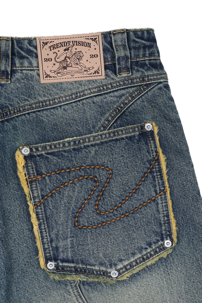 Washed Jorts Yellow Blue