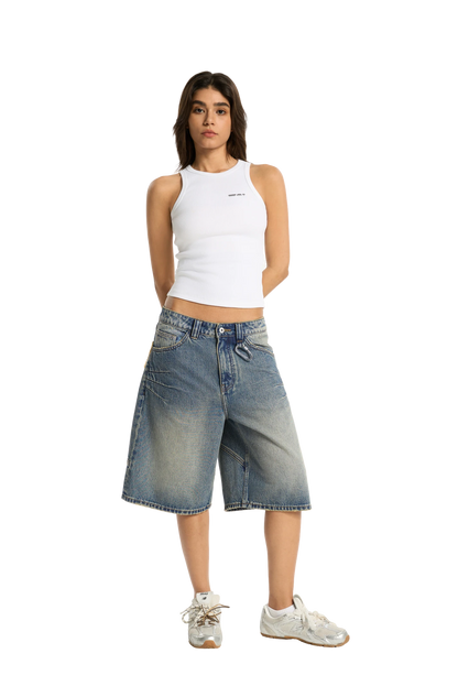 Washed Jorts Yellow Blue