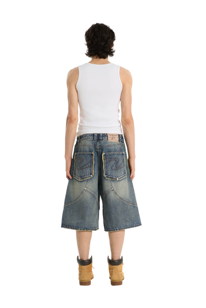 Washed Jorts Yellow Blue