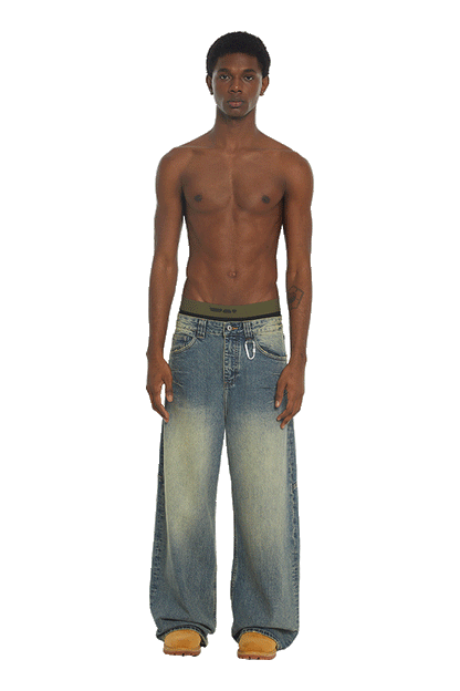Washed Denim Yellow Blue