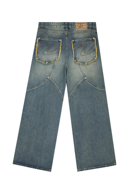 Washed Denim Yellow Blue