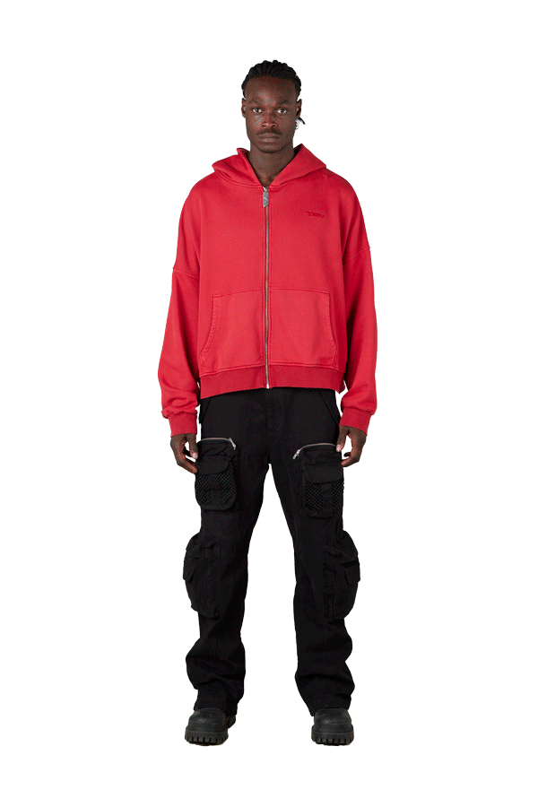Red Logo Zip Hoodie