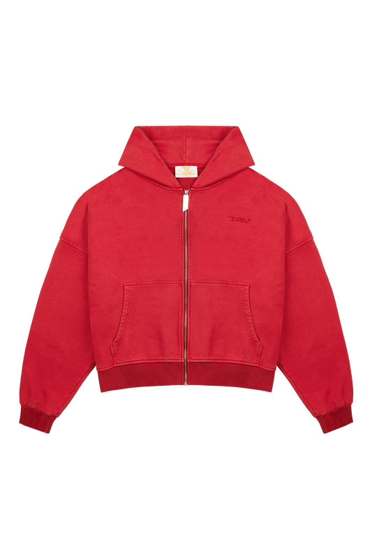 Red Logo Zip Hoodie