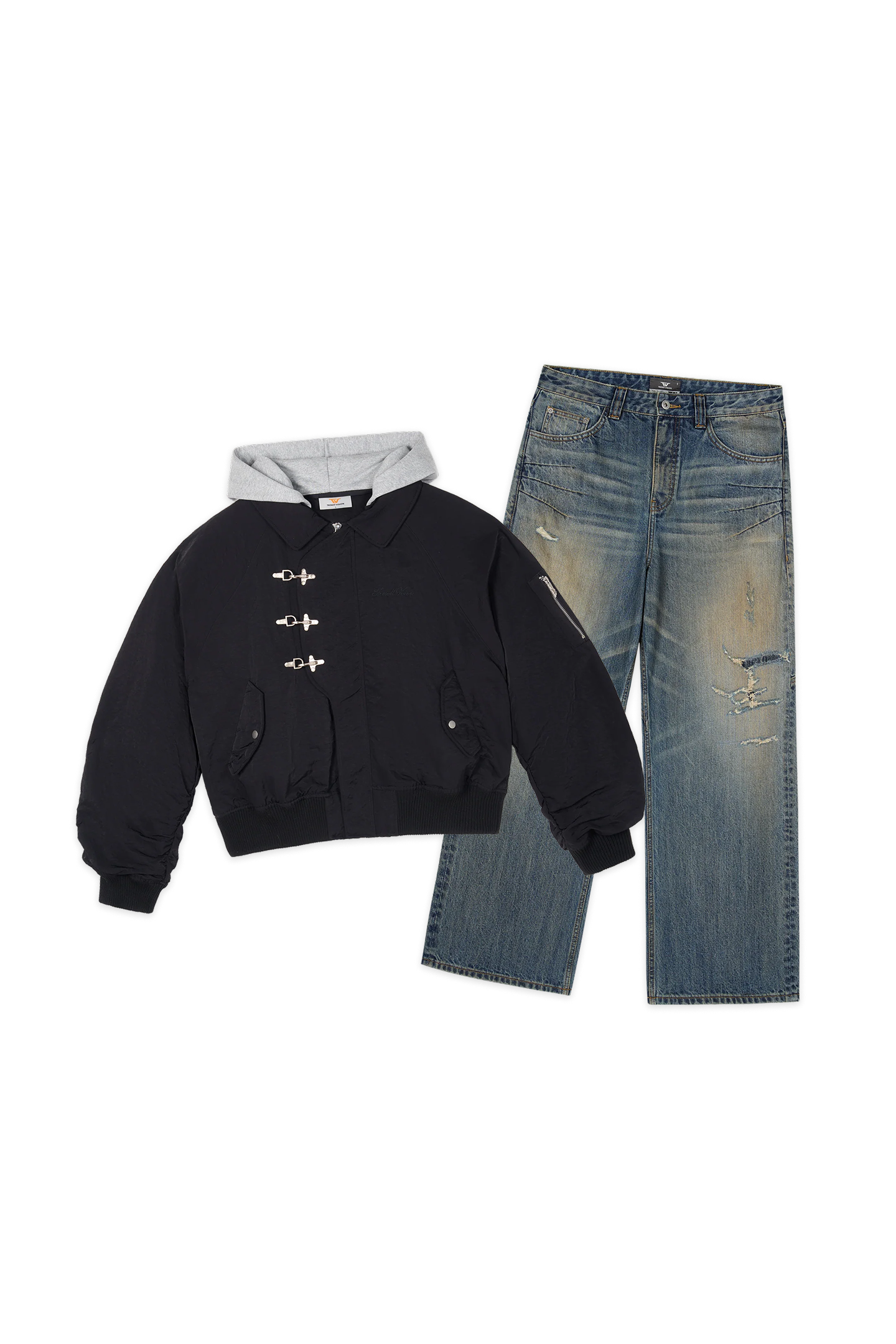 Hooded Phi Cong Bomber x Scar Denim Sand Blue