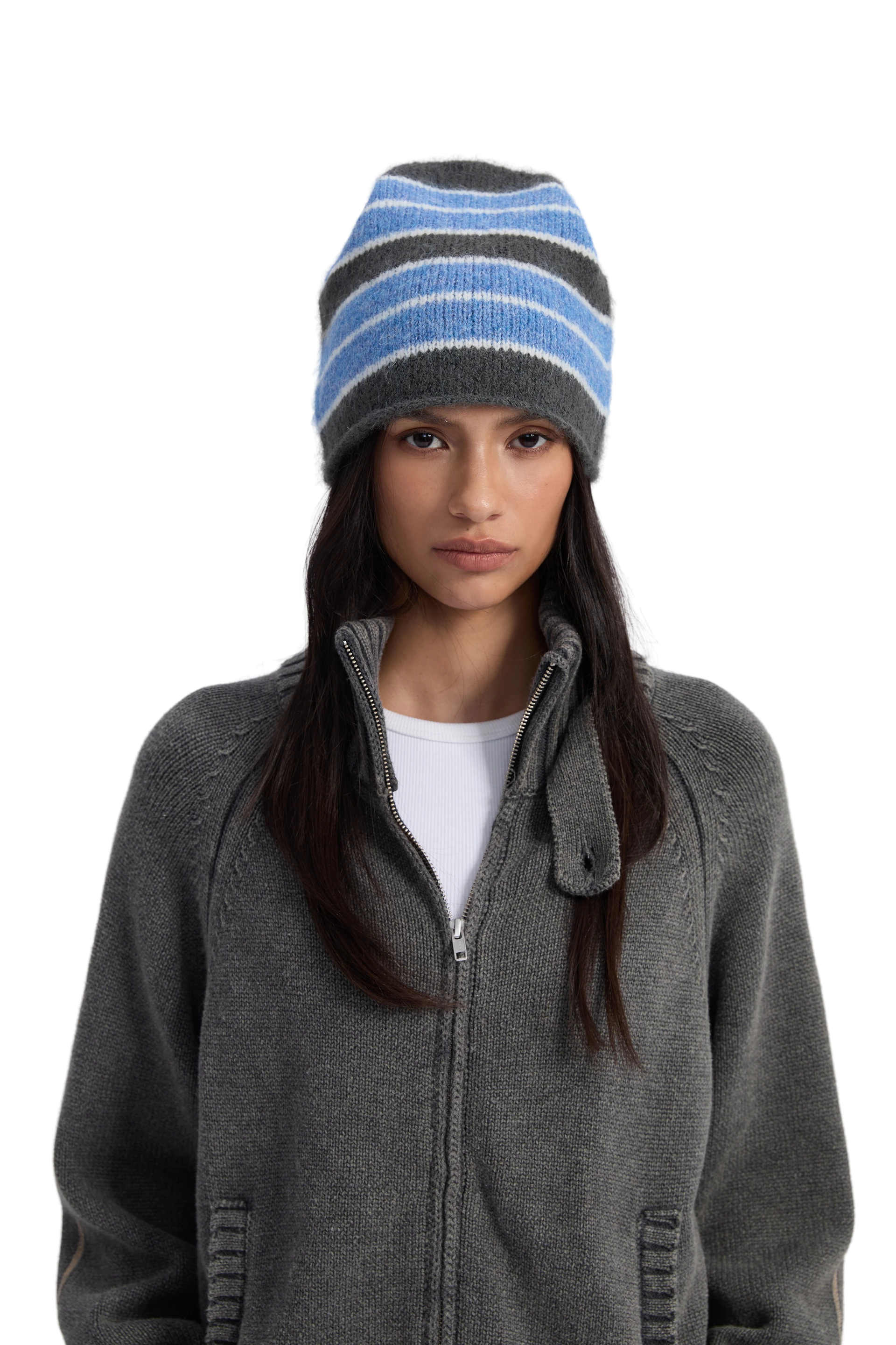 Striped Beanie Blue