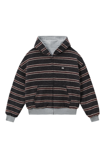 Reversible Striped Zip-Hoodie