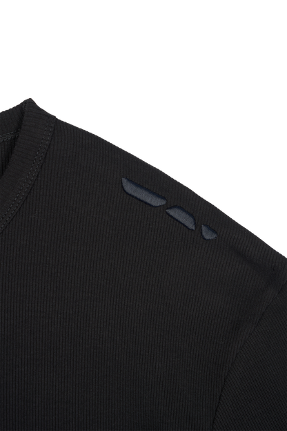 Ribbed Slim Tee Black