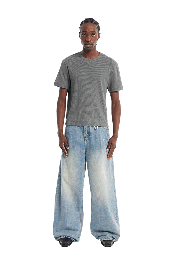 Ribbed Slim Tee Anthracite