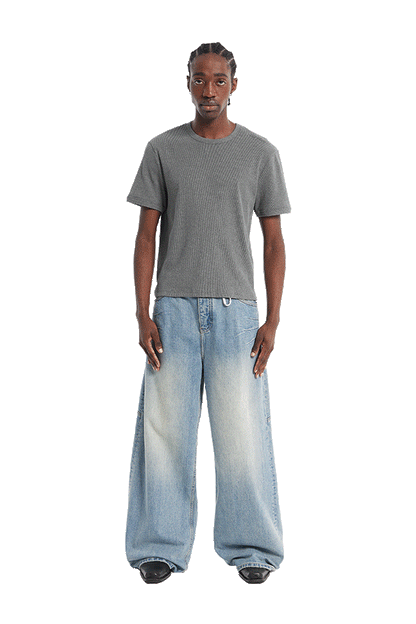 Ribbed Slim Tee Anthracite