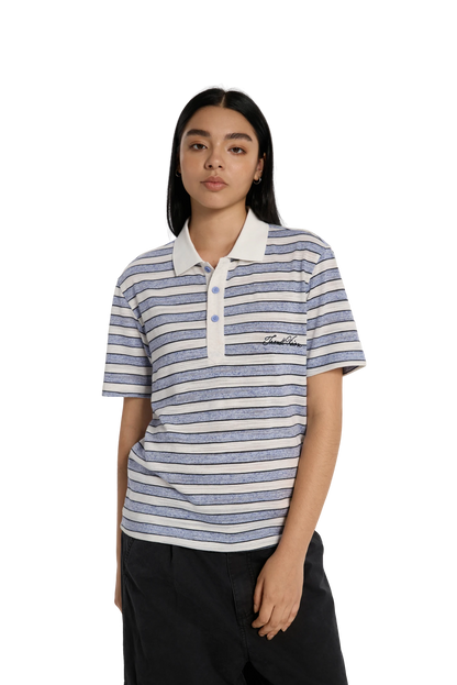 Striped Polo Shirt Light Blue