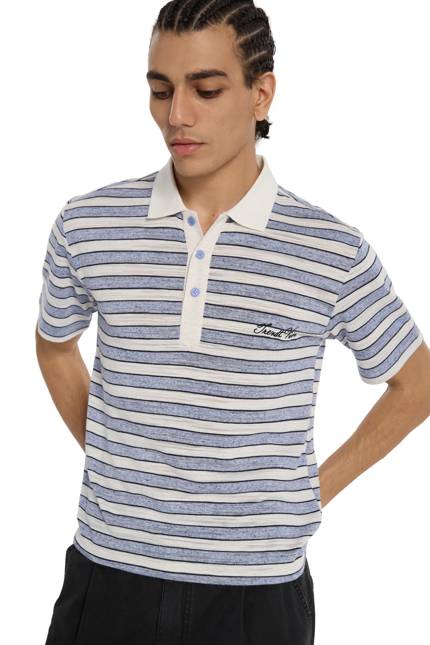 Striped Polo Shirt Light Blue