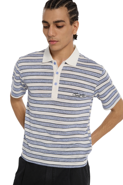 Striped Polo Shirt Light Blue