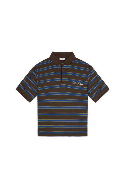 Striped Polo Shirt Mocha Blue