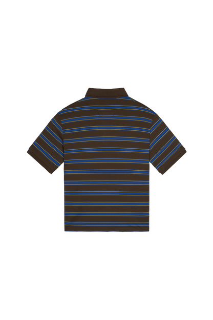 Striped Polo Shirt Mocha Blue
