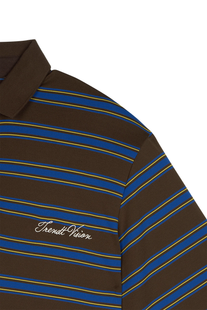 Striped Polo Shirt Mocha Blue
