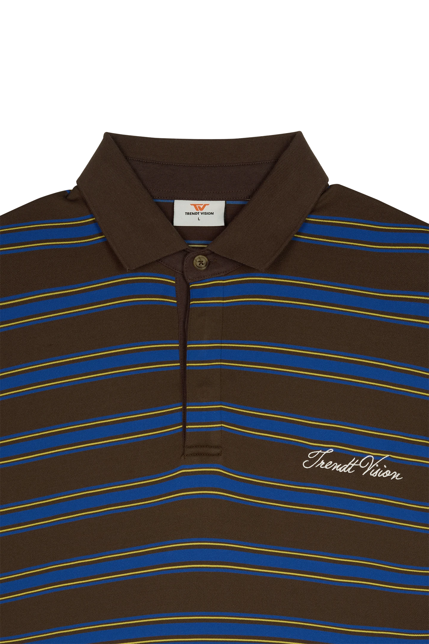Striped Polo Shirt Mocha Blue