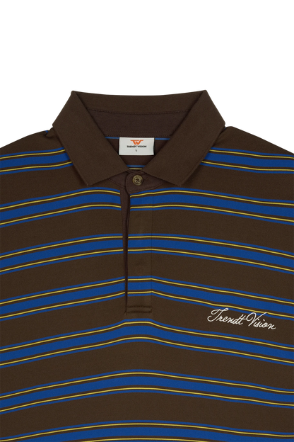 Striped Polo Shirt Mocha Blue
