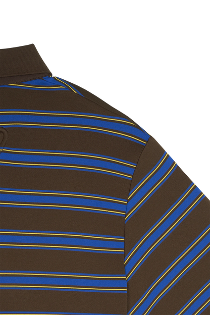 Striped Polo Shirt Mocha Blue