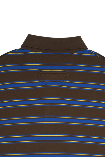 Striped Polo Shirt Mocha Blue