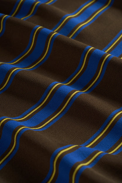Striped Polo Shirt Mocha Blue